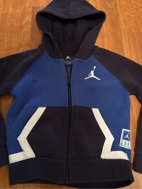 Air Jordan Jumpman Boys Logo Blue Full Zip Jacket Size 5